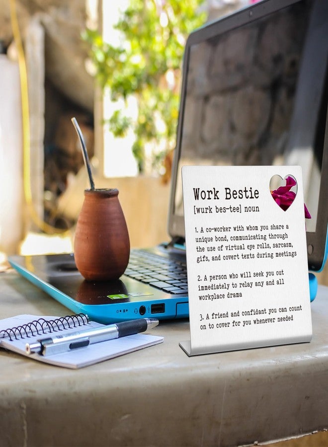 FTONENI Work Bestie Gifts for Women Funny Office Desk Decor Sign Going Away Gift Farewell Gifts Retirement Gifts Leaving Gifts for Coworkers Friendship Gift Work Bestie Definition Gifts - TZB14 - Image 2
